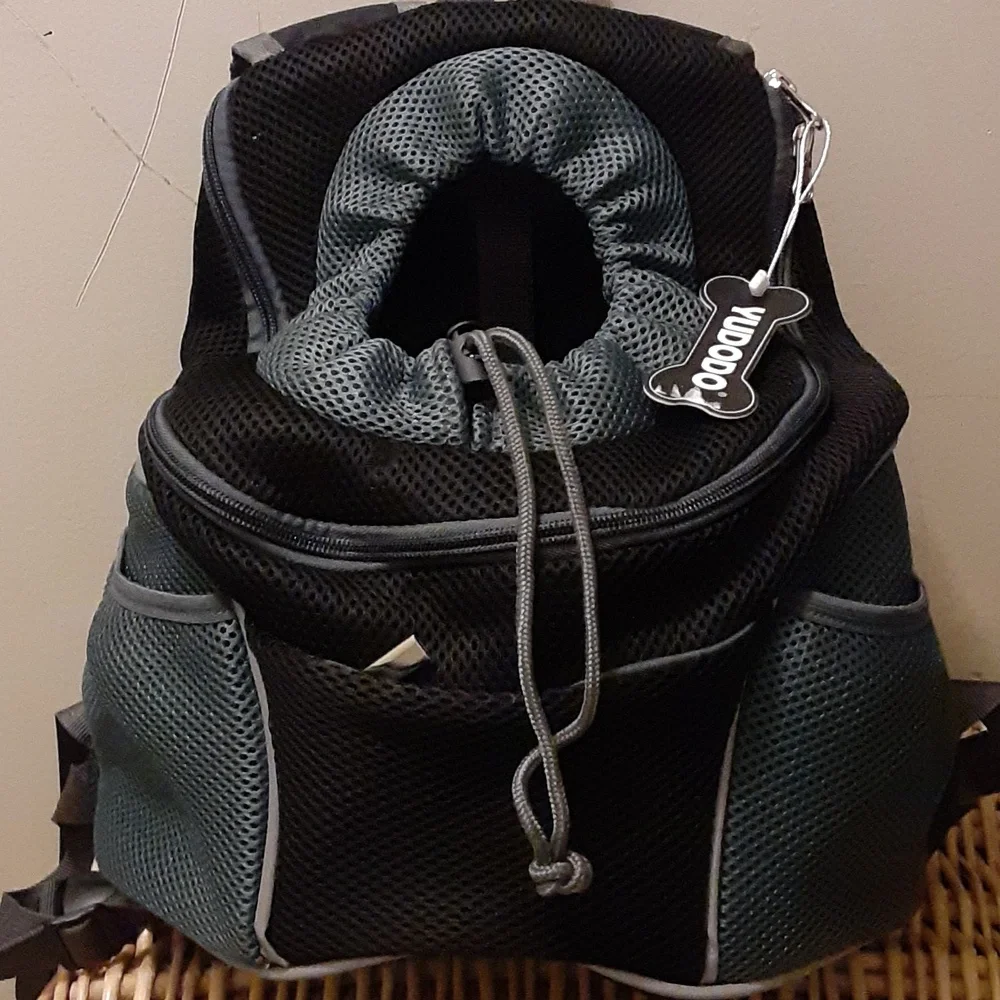 Small dog backpack very cute new there's a collar hook inside so they don't fall